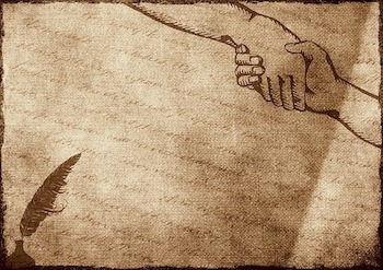 Drawing of a handshake, reflecting 63rd & Eliot's partnership strengths.